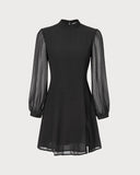 Chantelle Long Sleeve Chiffon Split Mini Dress