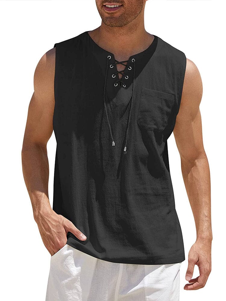 Elias Men's Lace-Up Sleeveless Tank