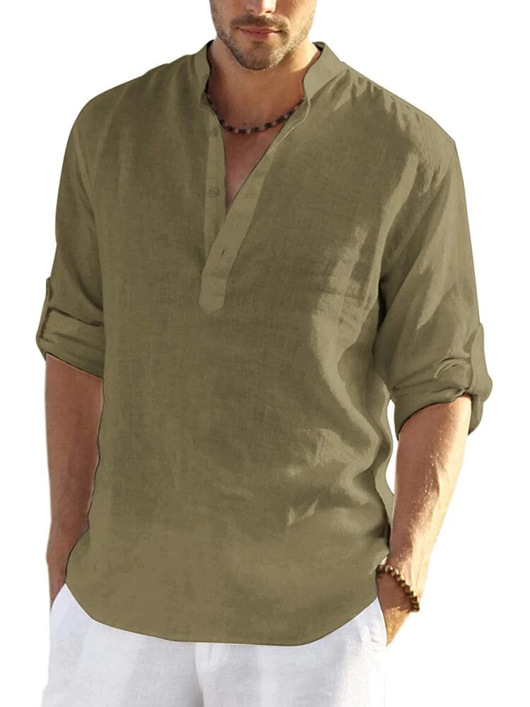 Bowen Men's Roll-Tab Collarless Shirt