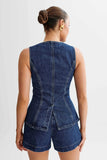 Milly Two-Piece Longline Denim Vest Set