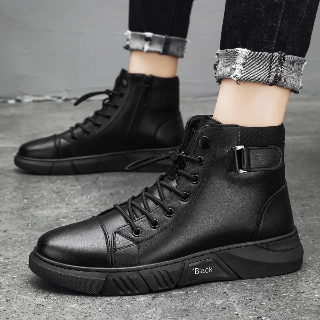 Onyx Men's Black Faux Leather High Top Sneakers