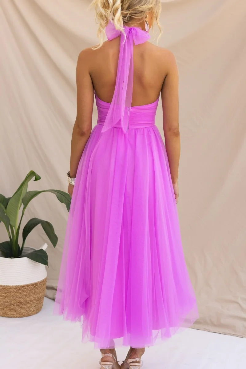 Ramsey Halter Tulle Midi Dress