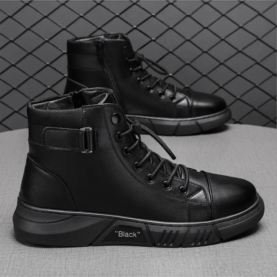 Onyx Men's Black Faux Leather High Top Sneakers