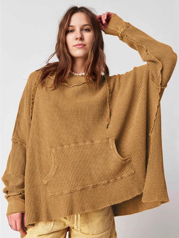 Morgan Oversized Waffle Knit Pullover Hoodie