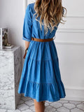 Peta Tiered Denim Shirt Dress