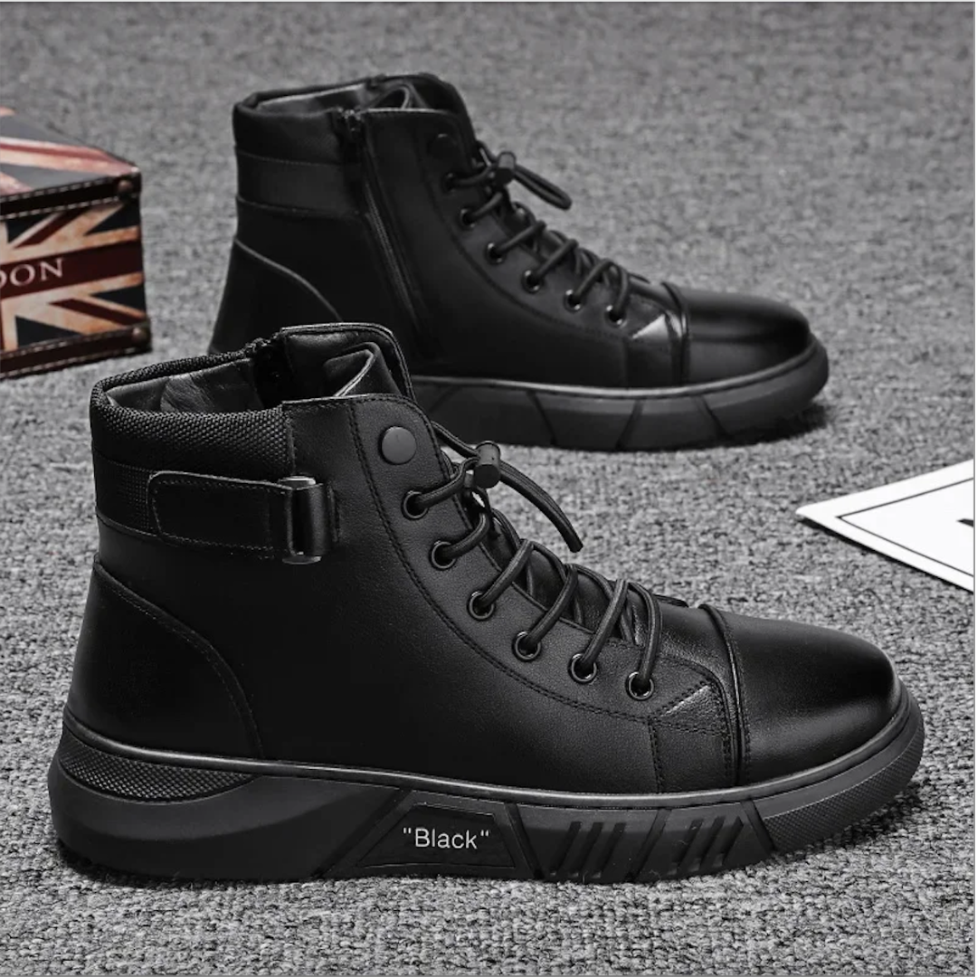 Onyx Men's Black Faux Leather High Top Sneakers