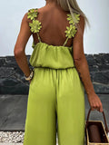 Dominique Floral Strap Wide Leg Jumpsuit