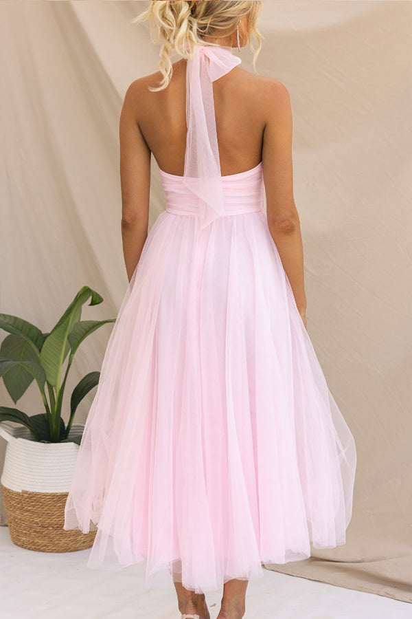 Ramsey Halter Tulle Midi Dress