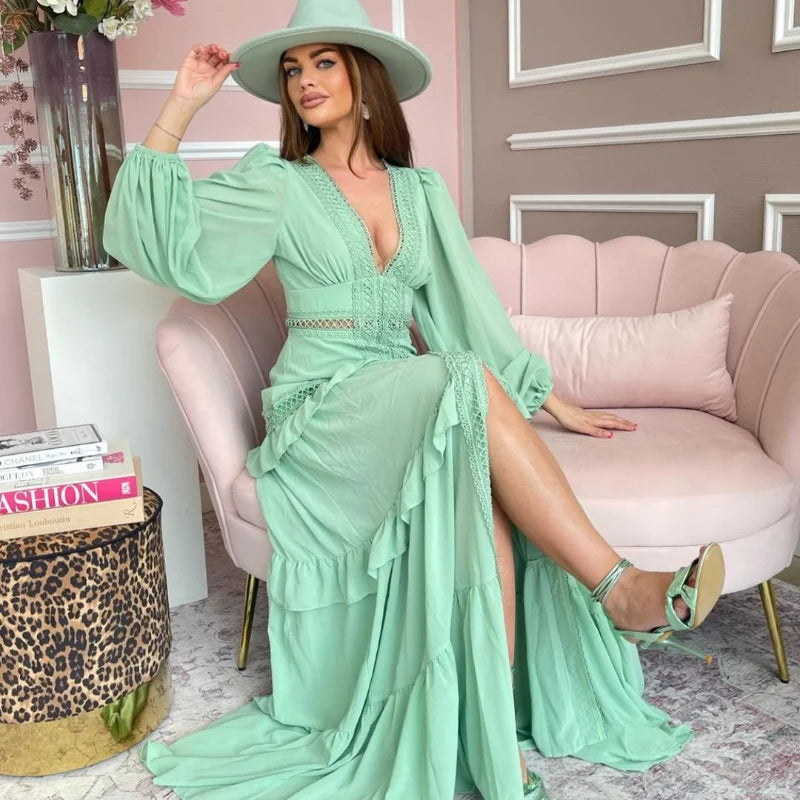 Amal Tiered Long Sleeve Maxi Dress