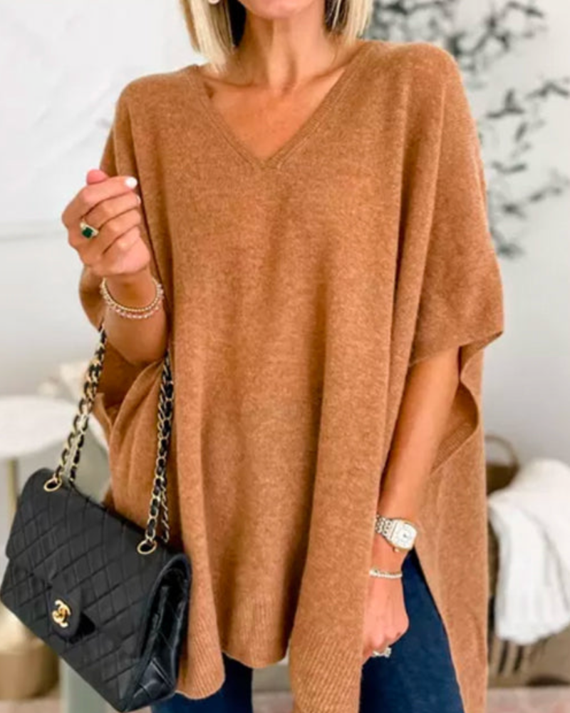 Sierra V-Neck Poncho Sweater