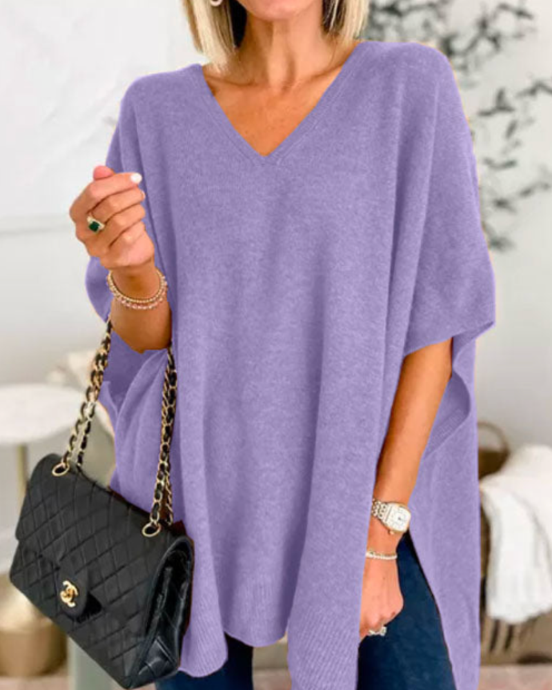 Sierra V-Neck Poncho Sweater