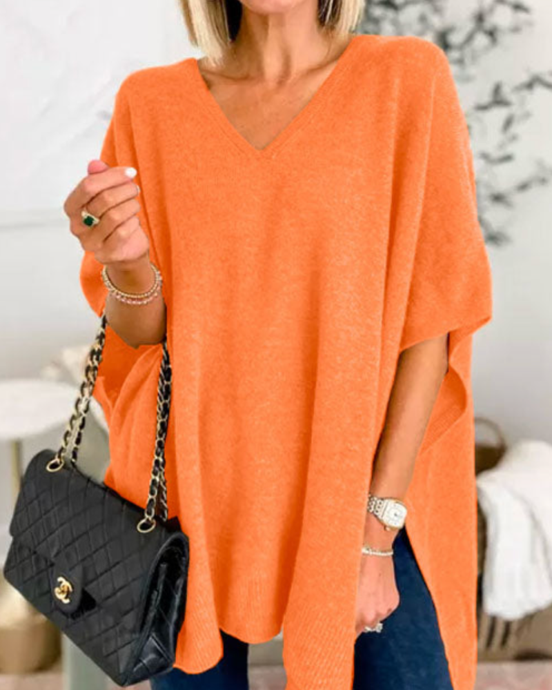 Sierra V-Neck Poncho Sweater