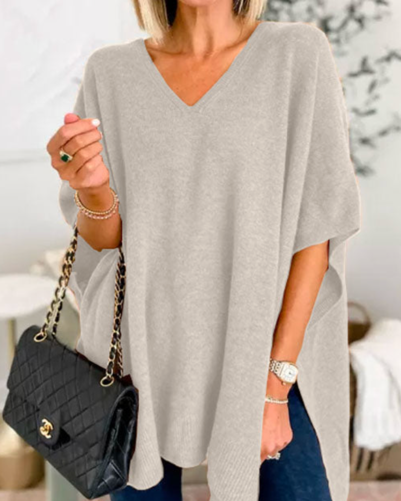 Sierra V-Neck Poncho Sweater