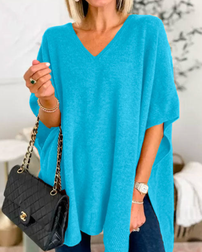 Sierra V-Neck Poncho Sweater