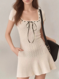 Luisa Ribbon Trim Cable Knit Mini Dress