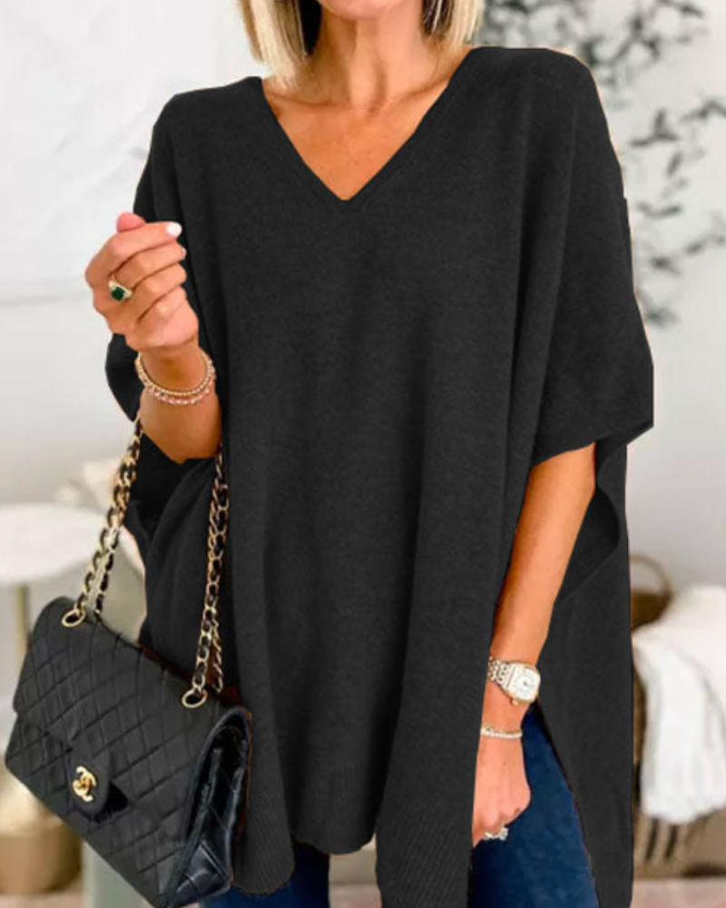 Sierra V-Neck Poncho Sweater