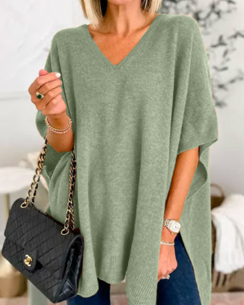 Sierra V-Neck Poncho Sweater