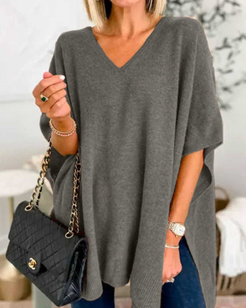 Sierra V-Neck Poncho Sweater