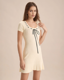 Luisa Ribbon Trim Cable Knit Mini Dress