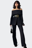 Lucinda Off-The-Shoulder Jacket - Black