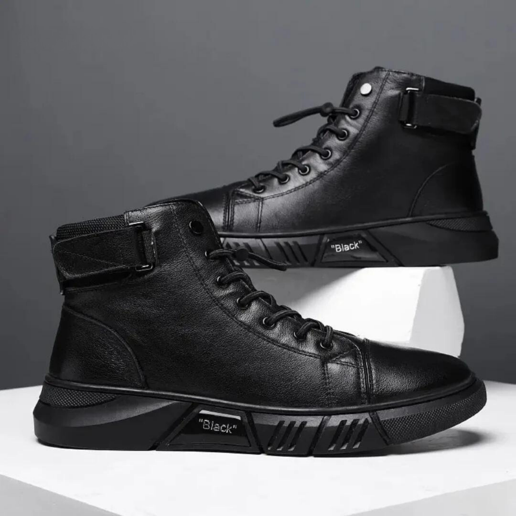 Onyx Men's Black Faux Leather High Top Sneakers