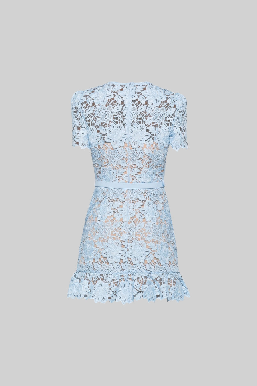 Charlotte Short Sleeve Embroidered Floral Dress - Blue