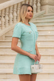 Micah Short Sleeve Embellished Mini Dress - Mint