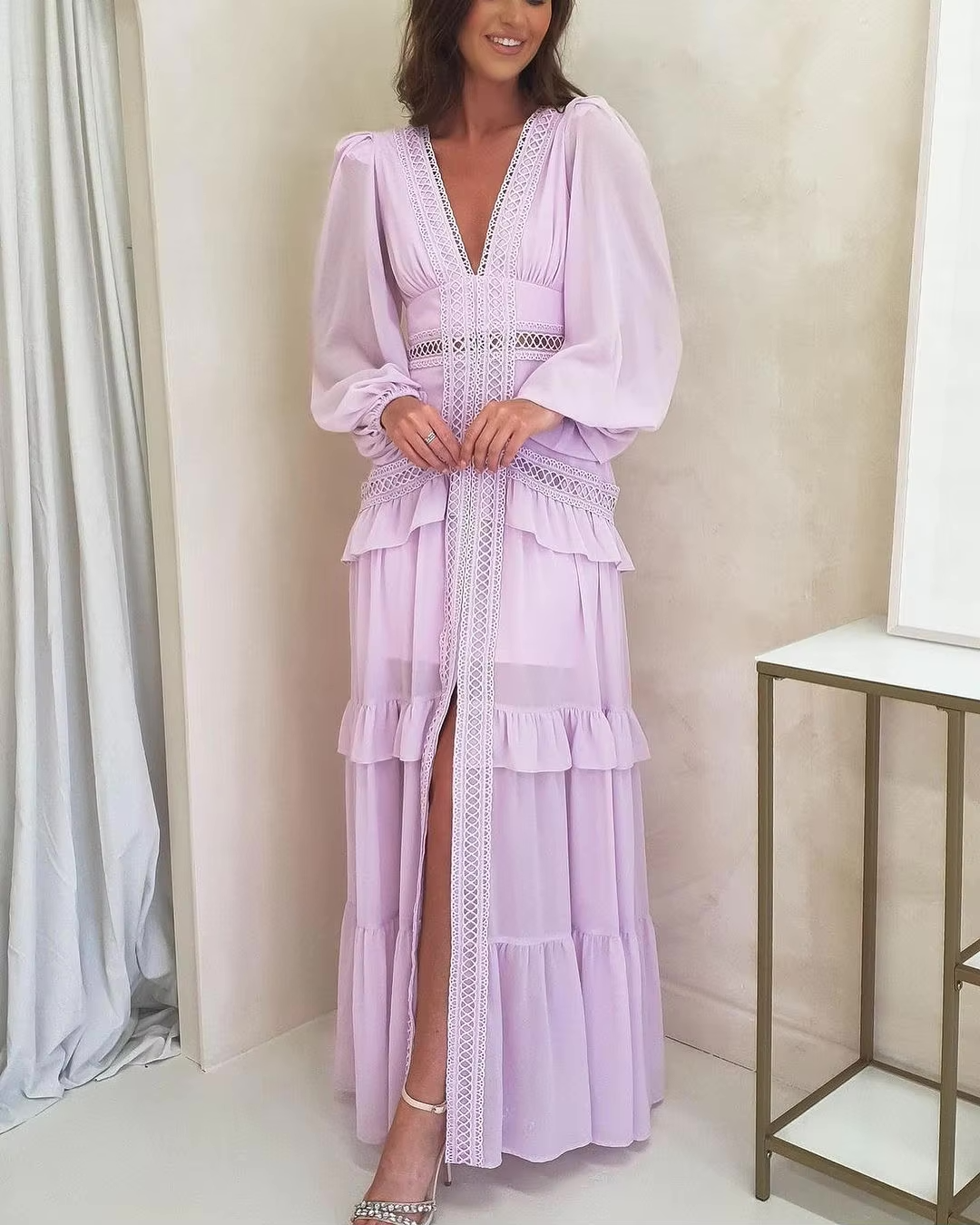 Amal Tiered Long Sleeve Maxi Dress