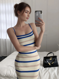 Becky Striped Ribbed Knit Midi Dress