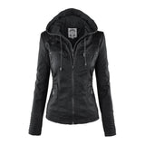 Elina Vegan Leather Detachable Hood Jacket