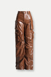 Miya Faux Leather Wide Leg Cargo Pants