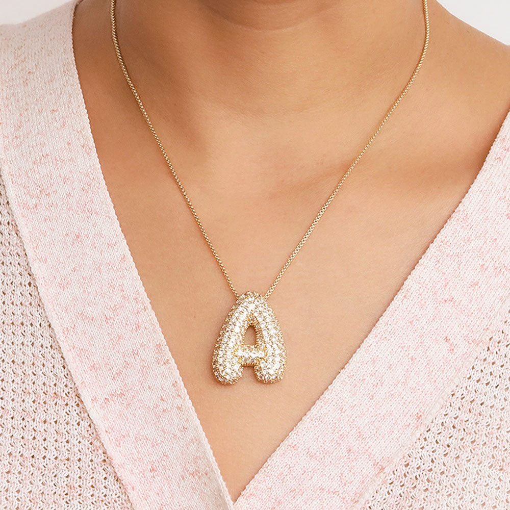 Gold Bubble Initial Necklace - BUY 1 GET 1 FREE