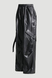 Xena Faux Leather Wide Leg Cargo Pants