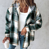 Elara Hooded Zip Check Shirt Jacket