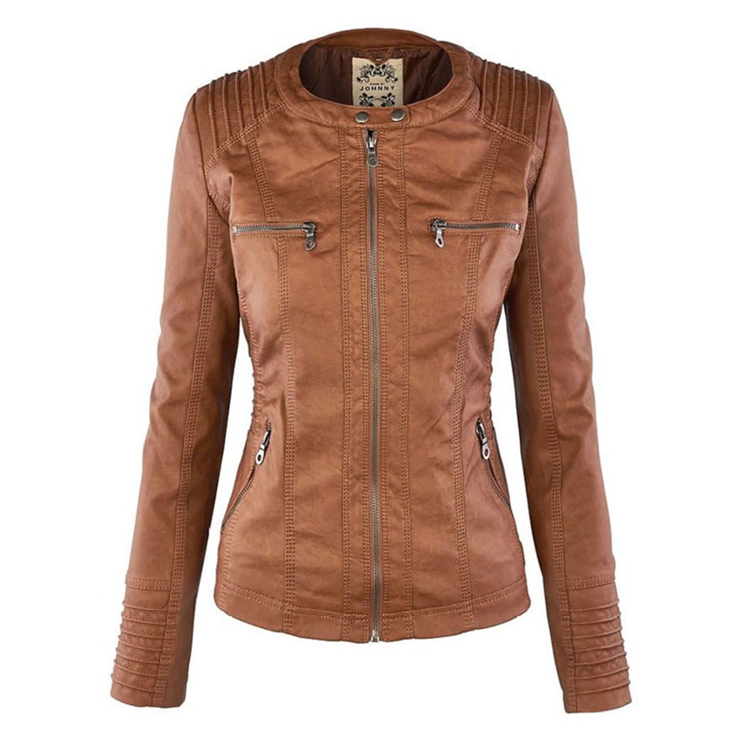 Elina Vegan Leather Detachable Hood Jacket