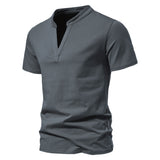 Henry V-Neck Collarless Henley Tee