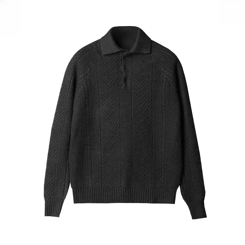 Seven Men's Herringbone Knitted Polo Sweater