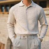 Seven Men's Herringbone Knitted Polo Sweater