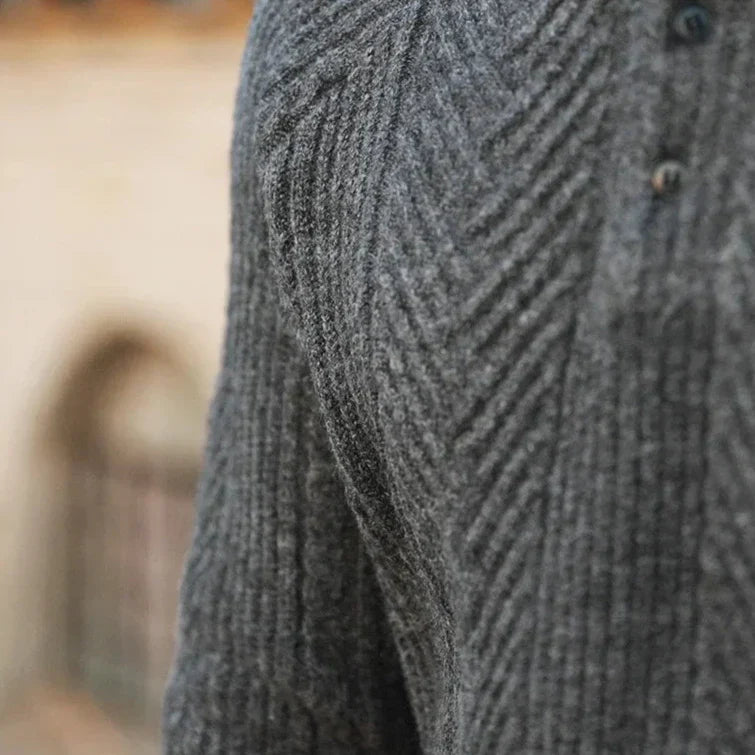 Seven Men's Herringbone Knitted Polo Sweater