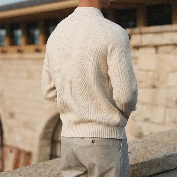 Seven Men's Herringbone Knitted Polo Sweater