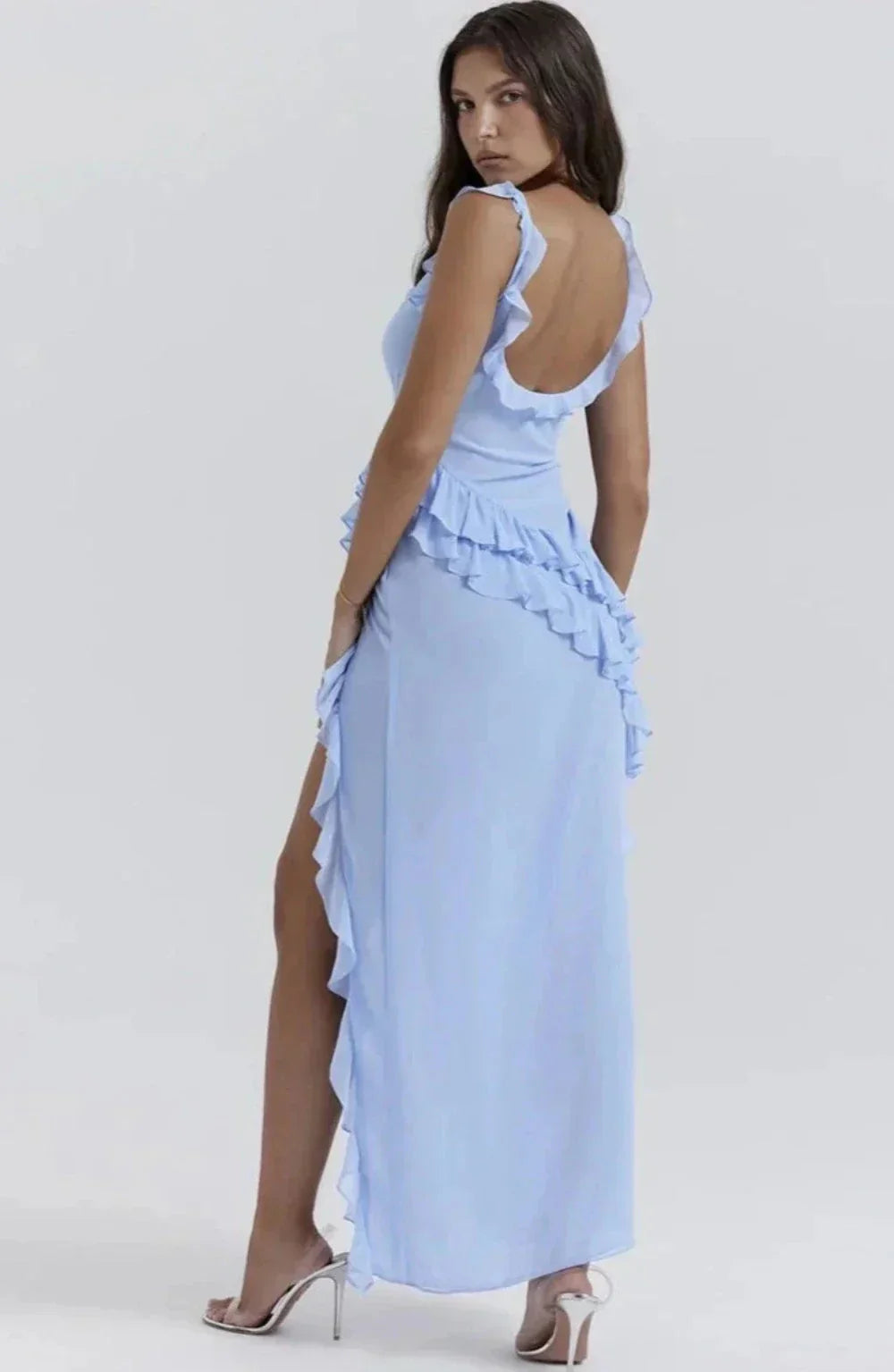 Huntley Asymmetric Ruffle Gown