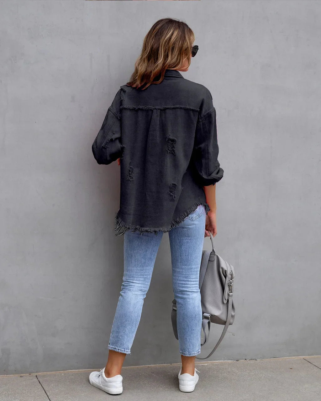 Roxy Distressed Denim Shirt Jacket