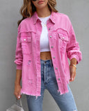 Roxy Distressed Denim Shirt Jacket