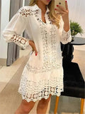 Misty Cutwork Button-Front Shirt Dress