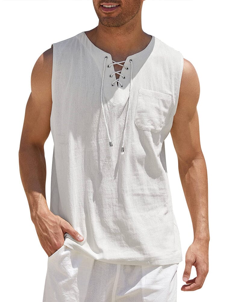 Elias Men's Lace-Up Sleeveless Tank