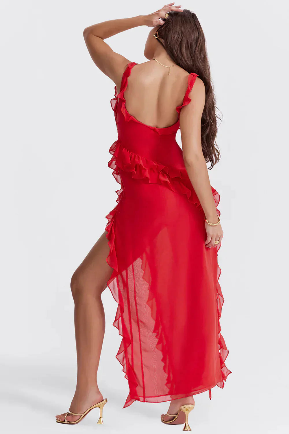 Huntley Asymmetric Ruffle Gown