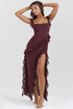 Huntley Asymmetric Ruffle Gown