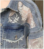 Magnolia Lace Tulle Denim Jacket