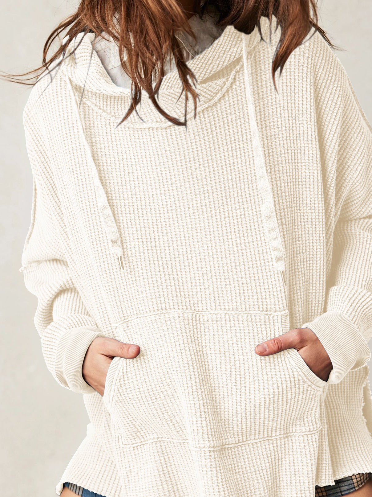 Morgan Oversized Waffle Knit Pullover Hoodie