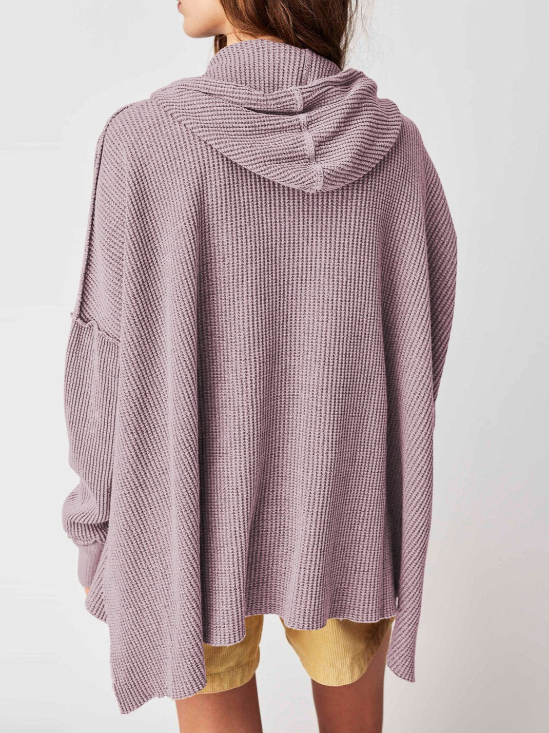 Morgan Oversized Waffle Knit Pullover Hoodie